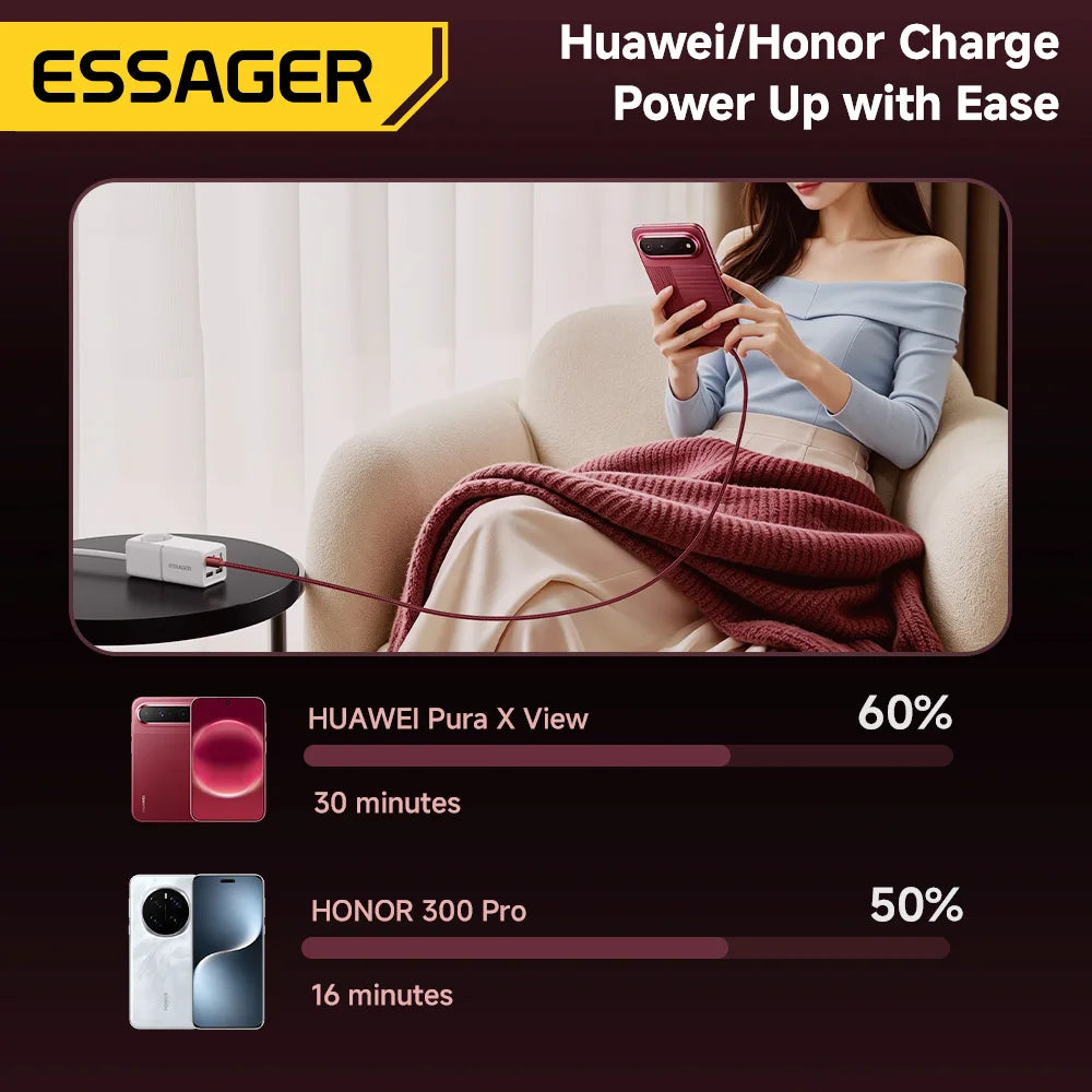 Essager 100W USB-A to USB-C Fast Charging Cable with LED USB Charging Cable SPOT