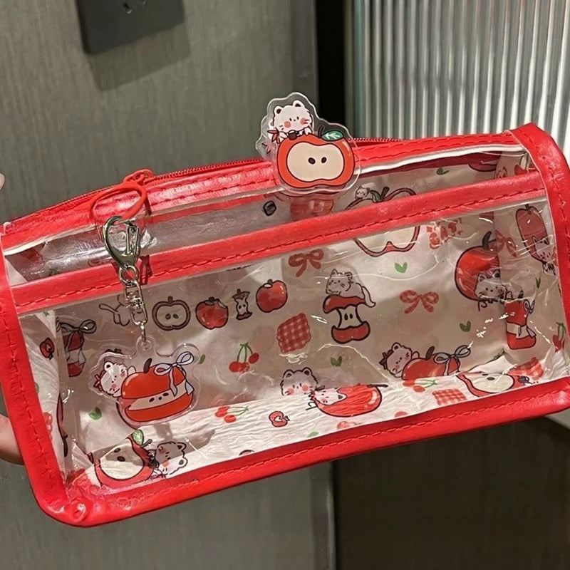 Cartoon Translucent Pencil Case – Large Capacity Stationery Bag Pencil Case SPOT