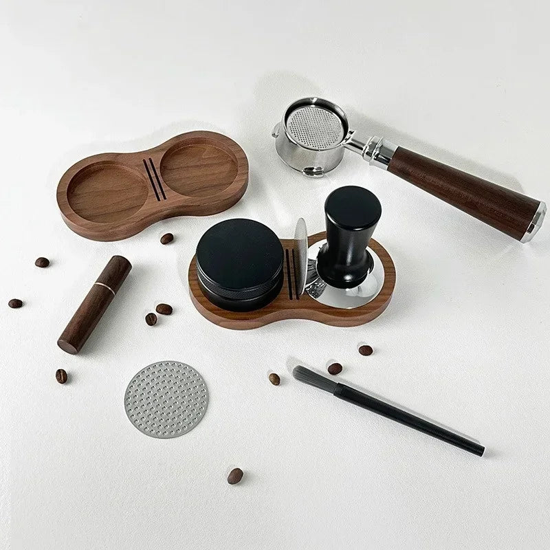 Walnut Wood Coffee Tamper Mat Station Stand 51/53/58MM Coffee Tamper Station SPOT