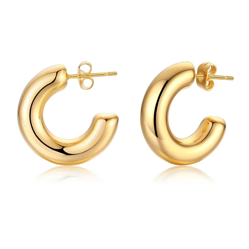 Hollow Tube Hoop Earrings – Stainless Steel Minimalist Hoops Hoop Earrings SPOT Gold Color