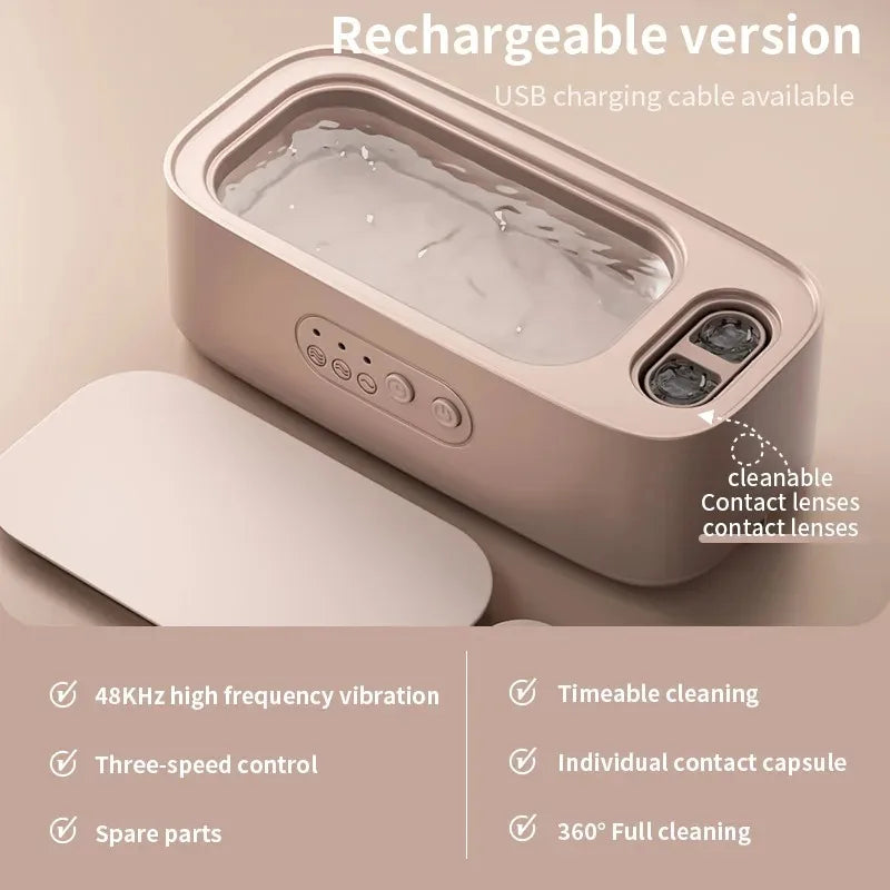 Double-Bin Ultrasonic Jewelry Cleaner – Adjustable High Frequency Ultrasonic Cleaner SPOT Pink