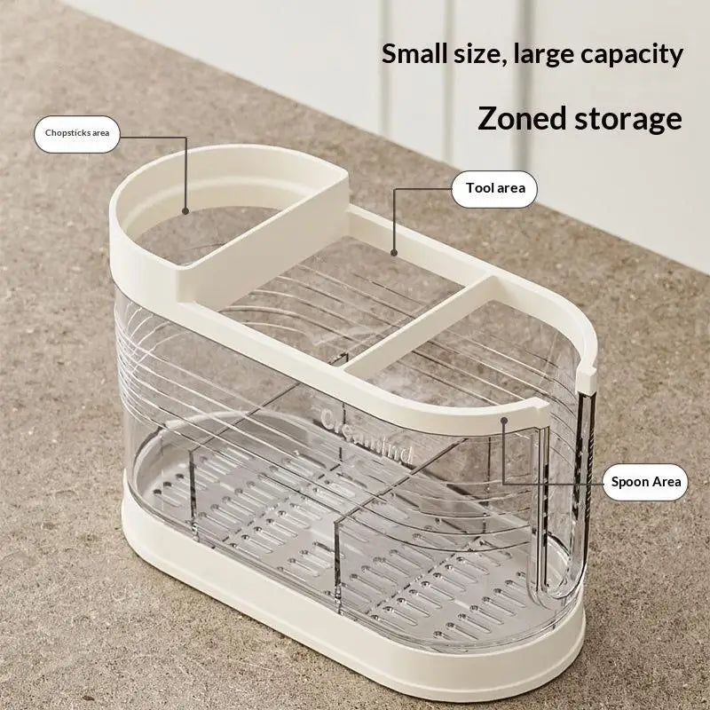 3-Compartment Cutlery Holder with Drainage – Anti-Mold Cutlery Organizer SPOT