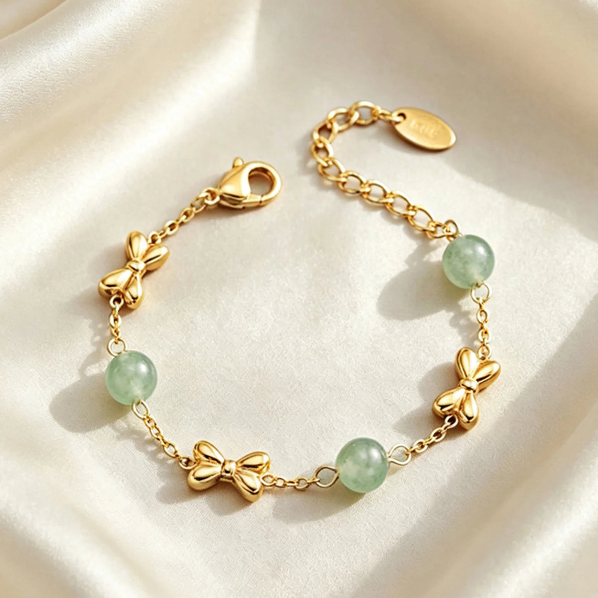 Bowknot Natural Stone Bead Bracelet – 18K Gold Girls Jewelry Girls Charm Bracelet SPOT