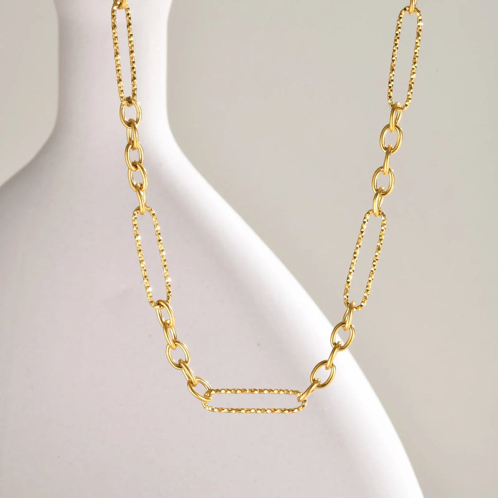 Gold Plated Stainless Steel Link Necklace – Dainty Jewelry for Women Chain Link Necklace SPOT