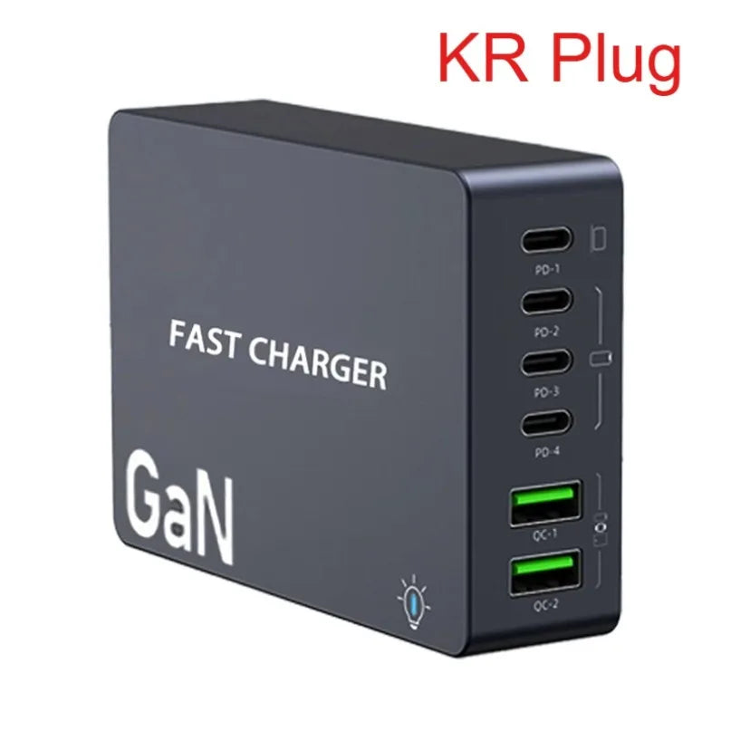 VIKEFON 990W GaN 6-Port Desktop Charger – USB-C PD Fast Charge Multi-Port GaN Charger SPOT KR Plug