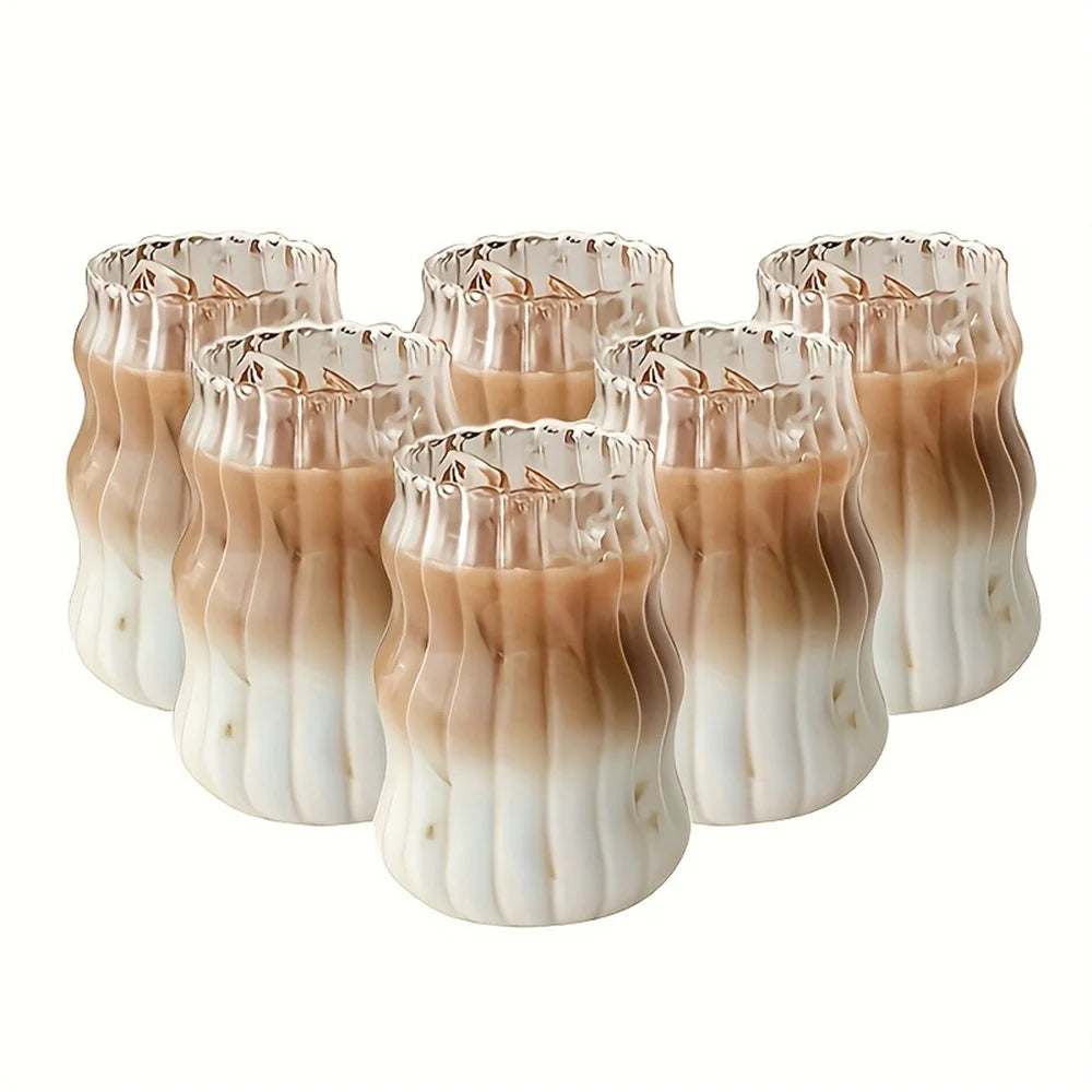 4/6-Pack Striped Glass Tumblers – Heat-Resistant Bubble Cups Glass Tumbler Set SPOT