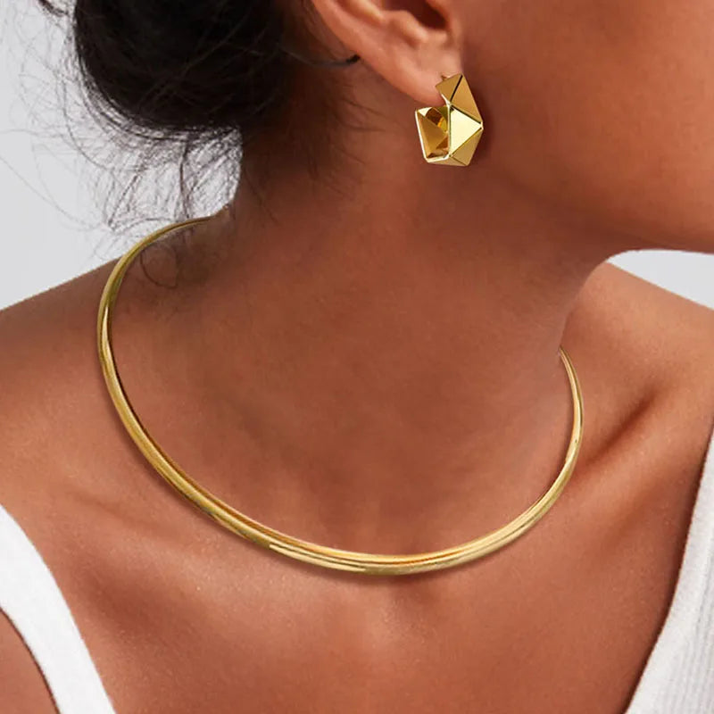 Meaeguet Adjustable Stainless Steel Choker Neck Cuff Necklace Choker Necklace SPOT