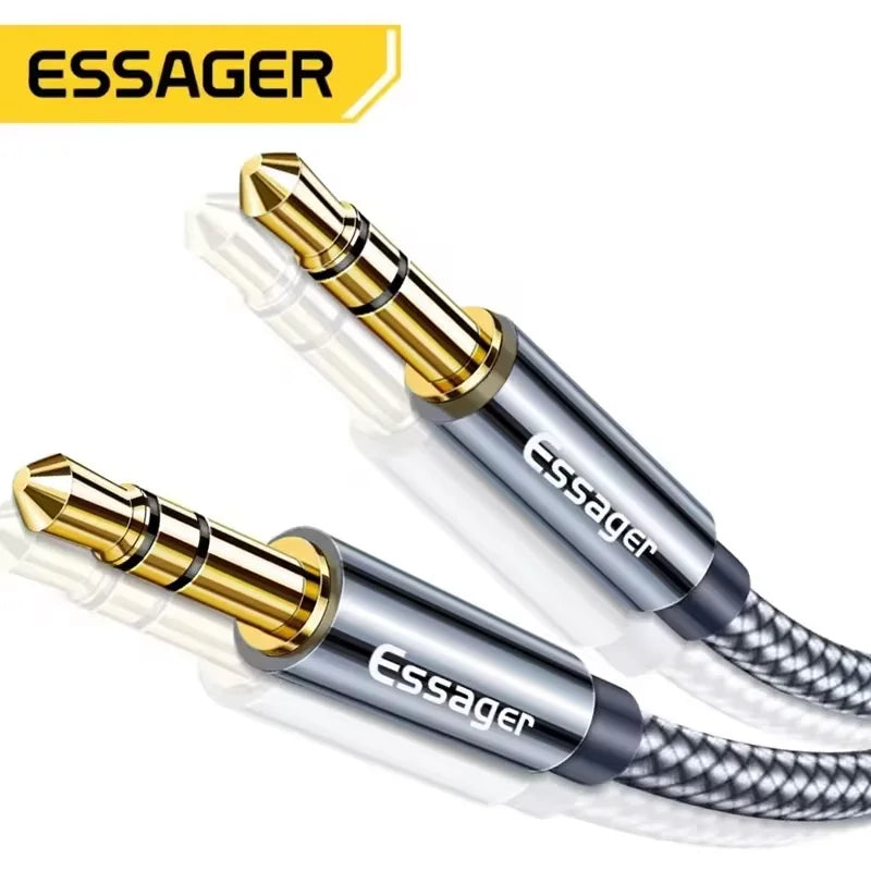 Essager 3.5mm AUX Audio Cable Male to Male Jack – Dark Gray AUX Audio Cable SPOT