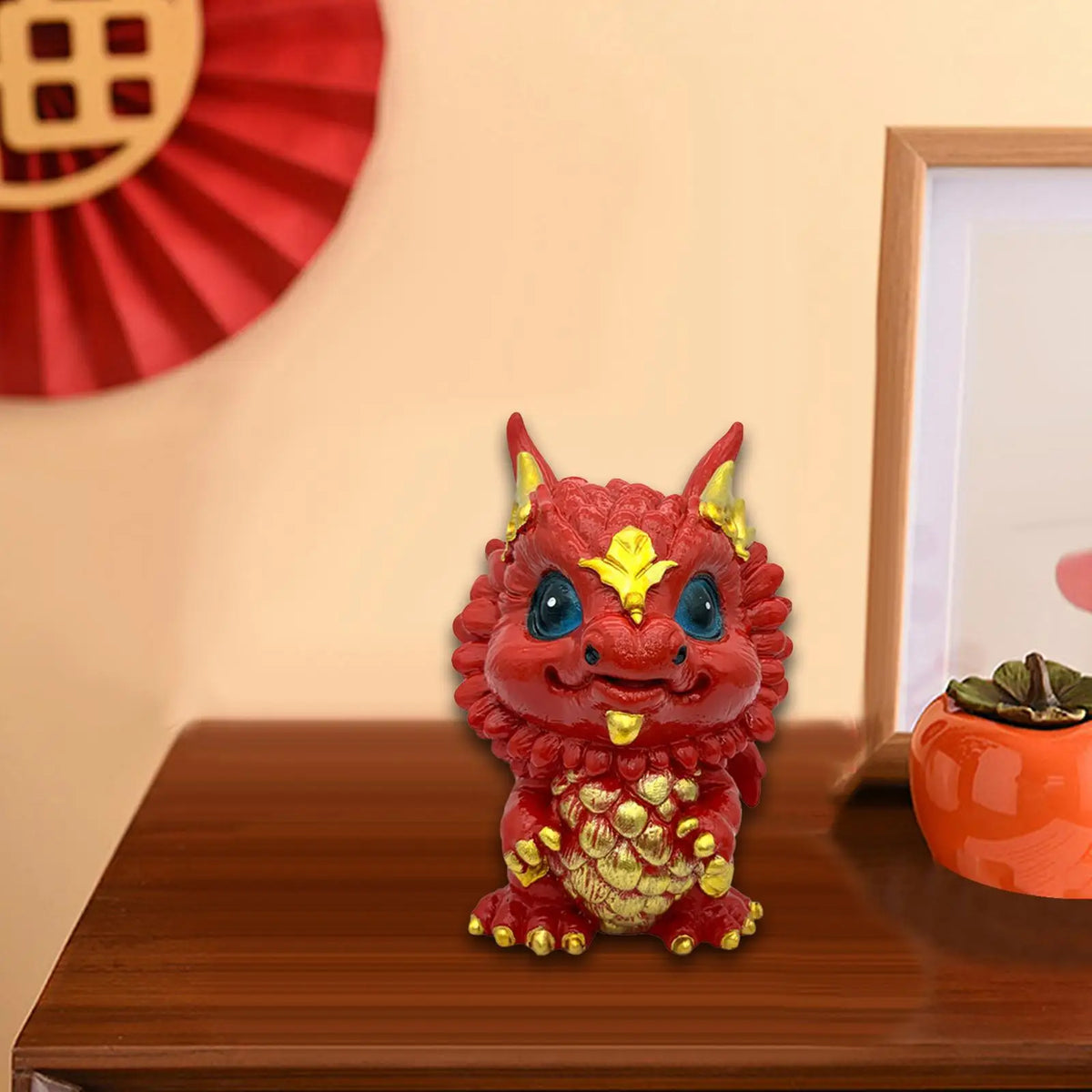 Cartoon Dragon Figurine Resin Statue – Desk & Car Décor Dragon Figurine SPOT Red