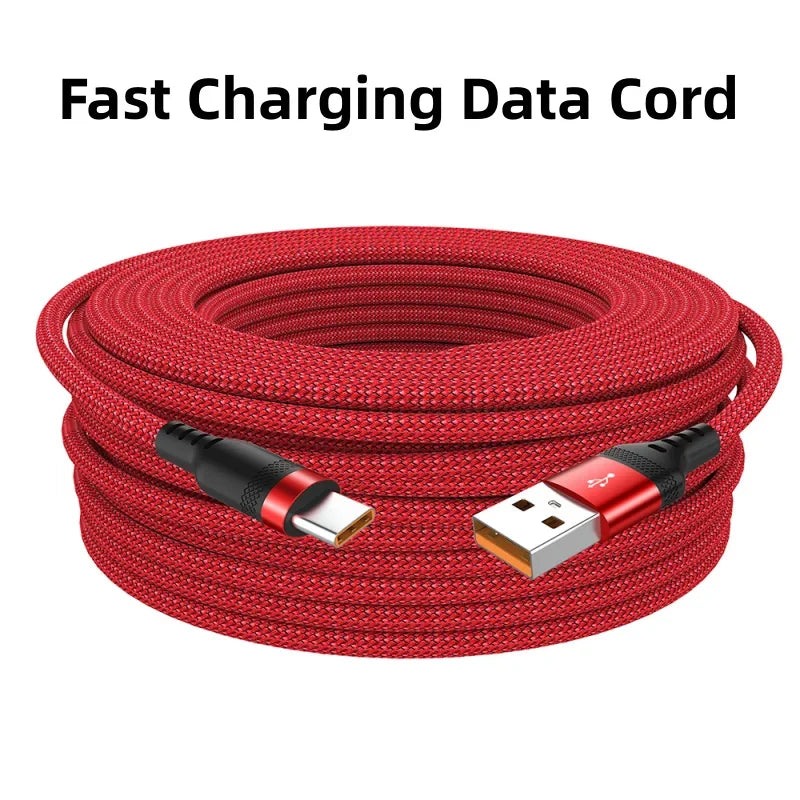 6A USB-C Fast Charging Cable – Braided, 1m to 8m USB-C Charging Cable SPOT Red 2m
