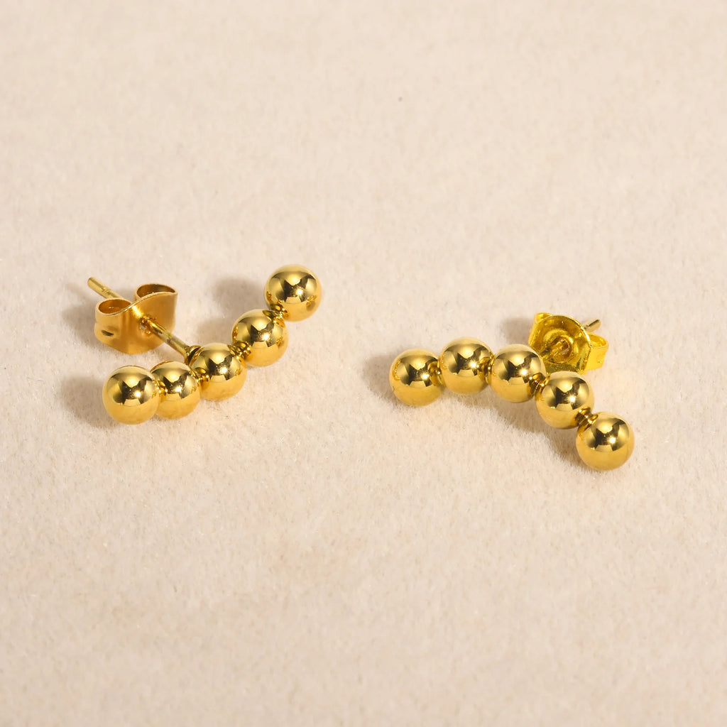 Gold Beaded Stud Earrings – Stainless Steel Geometric Mini Bar Stud Earrings SPOT