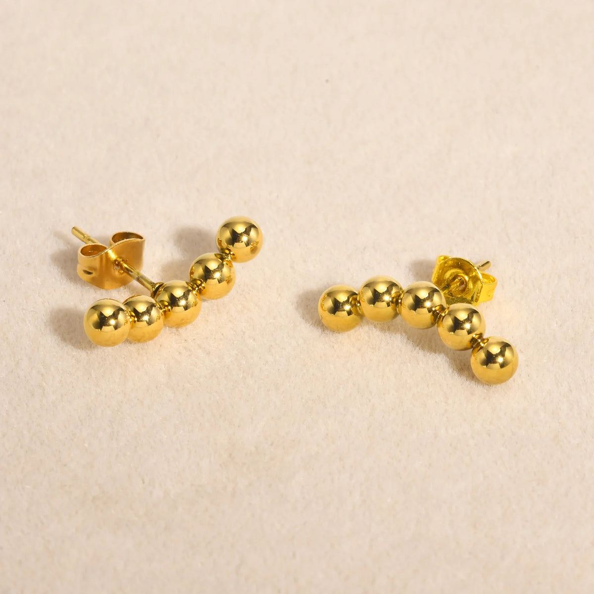 Gold Beaded Stud Earrings – Stainless Steel Geometric Mini Bar Stud Earrings SPOT