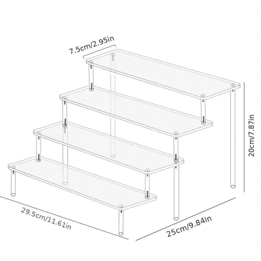 4-Tier Clear Acrylic Display Stand – Ladder Organizer Rack Display Stand Rack SPOT 4 Tire