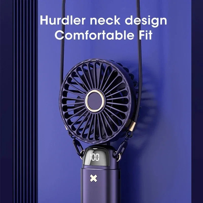 USB Rechargeable Neck Fan – Foldable 5-Speed & LED Display Portable Neck Fan SPOT