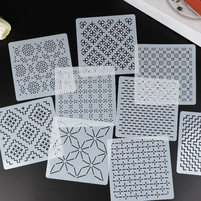 Sashiko Embroidery Stencils 9/32Pc Reusable PET Templates Embroidery Stencil Set SPOT
