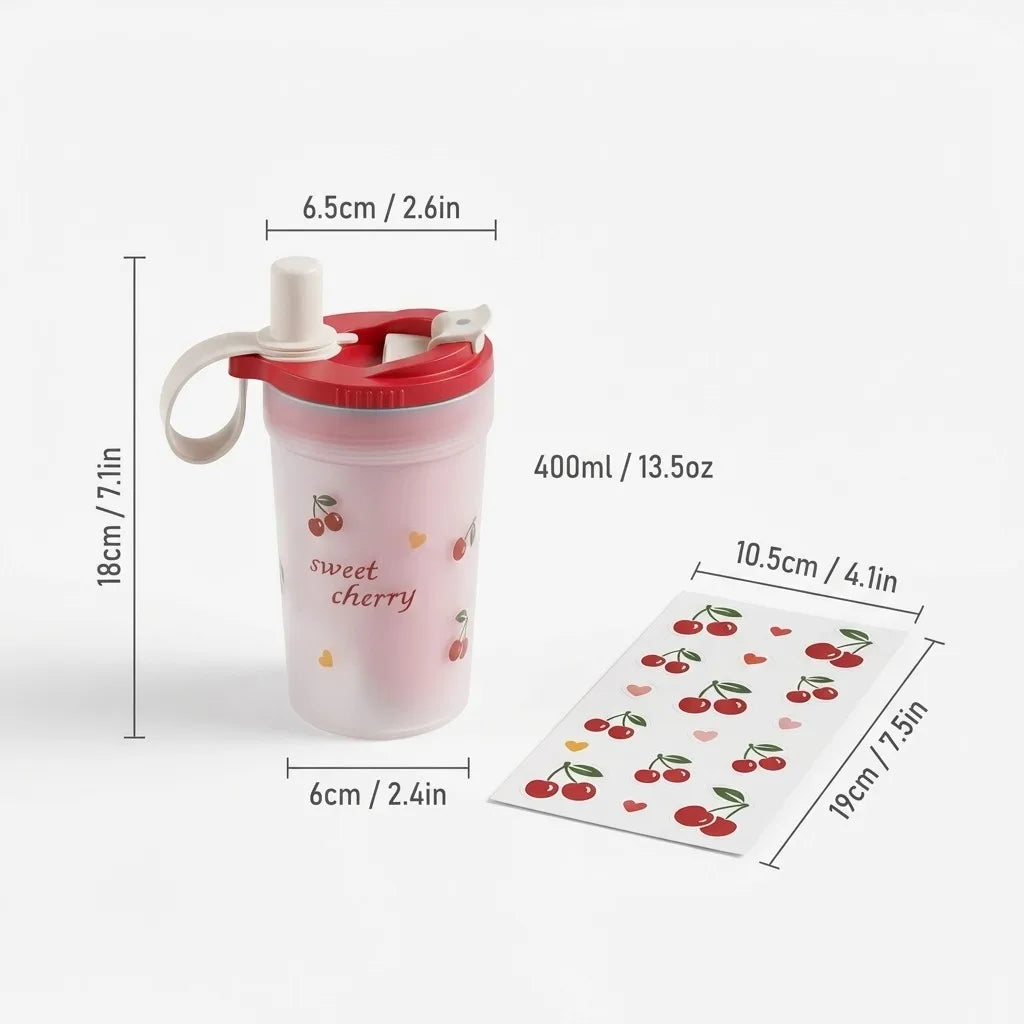 Leak-Proof Straw Tumbler for Kids – BPA-Free Water Bottle Kids Water Bottle SPOT Cherry Red