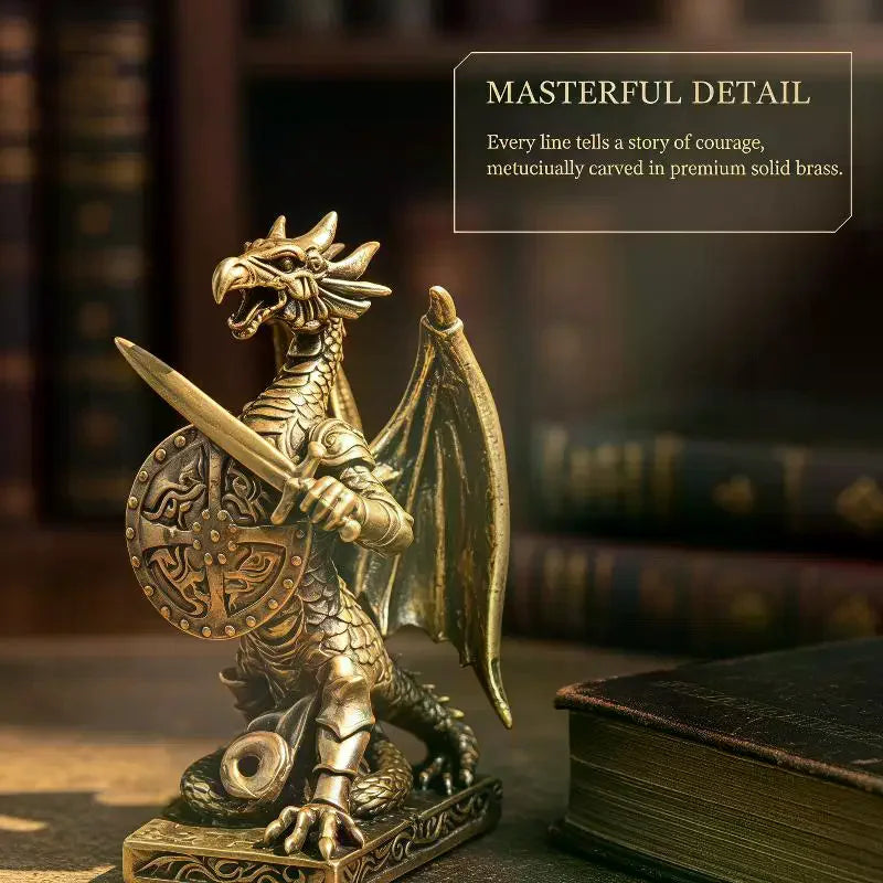 Brass Flying Dragon Warrior Figurine – Retro Desktop Ornament Collectible Figurine SPOT