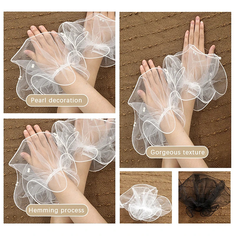 Tulle Fake Pleated Cuff Sleeves – Pearl Nail Art Photo Display Nail Art Accessory SPOT