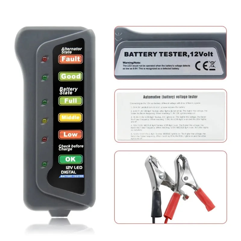 12V Digital Battery & Alternator Tester with Brake Fluid Tester Automotive Diagnostic Tester SPOT