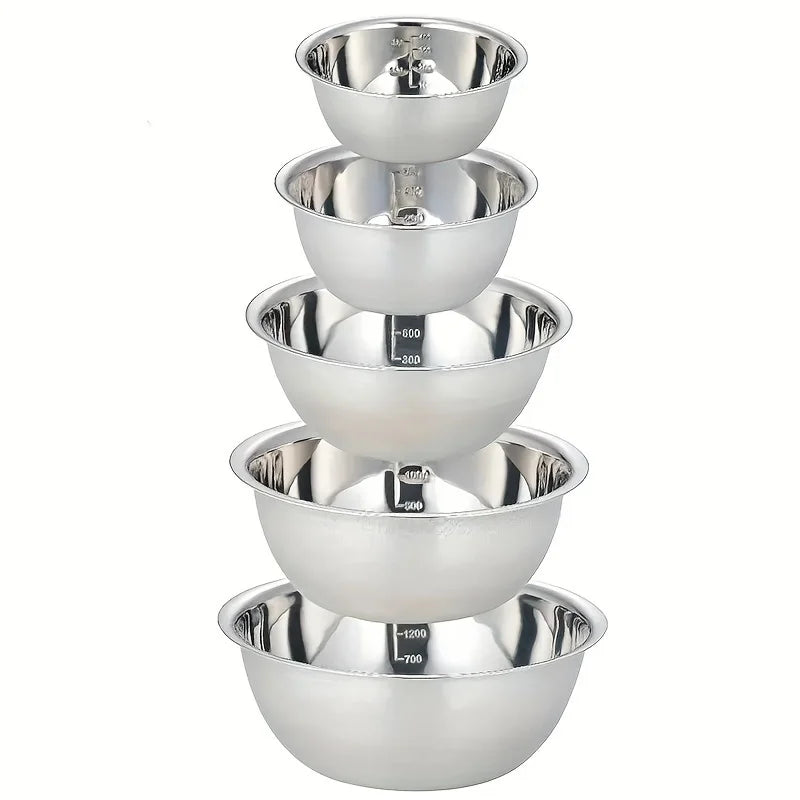 5-Piece Stainless Steel Nesting Mixing Bowl Set | Non-Slip Mixing Bowl Set SPOT 5pcs