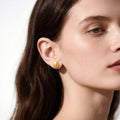 Meaeguet Oval Brushed Gold Stud Earrings – Nickel-Free Women Stud Earrings SPOT Default Title