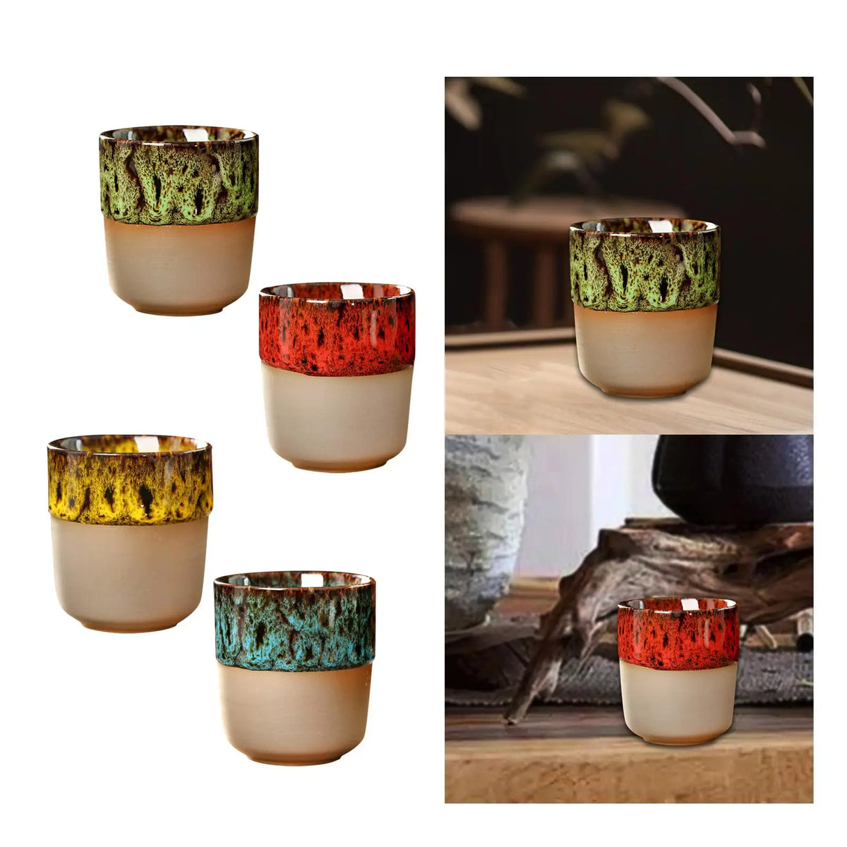 Porcelain Kung Fu Tea Cup 150ml – Drip Glaze Handleless Teacup Porcelain Tea Cup SPOT