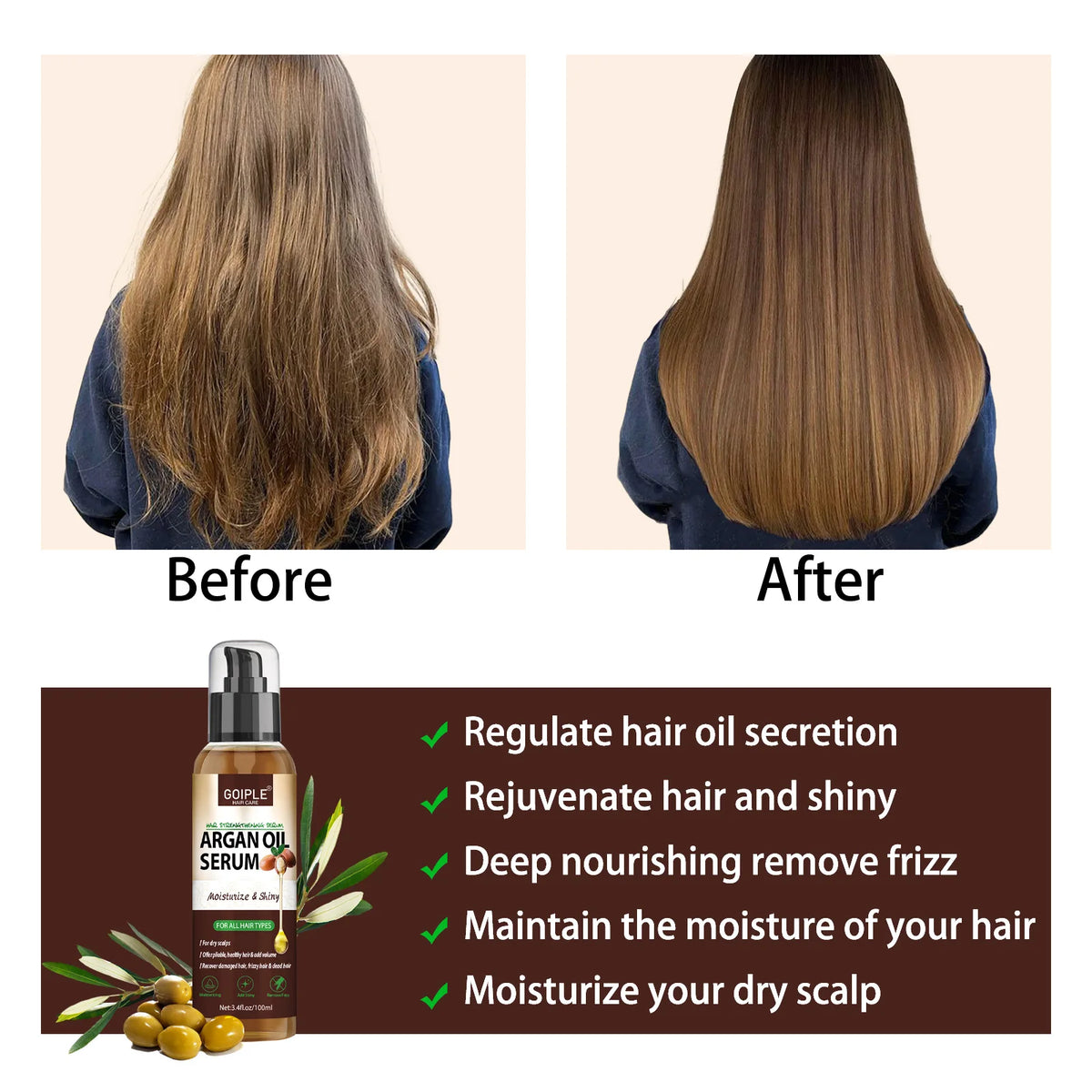 Goiple Argan Oil Hair Serum 100ml – Strengthen & Moisturize Hair Serum SPOT
