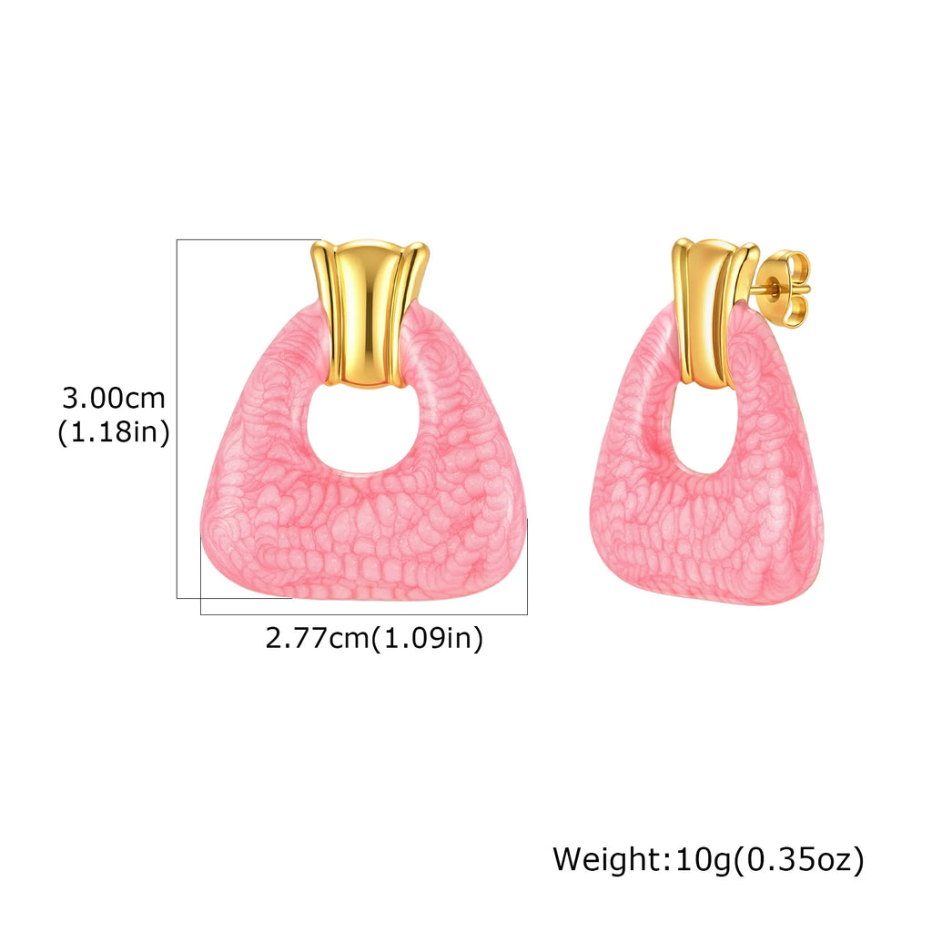 Pink Enamel Stud Earrings – Stainless Steel Floral & Butterfly Stud Earrings SPOT ES-874GPK