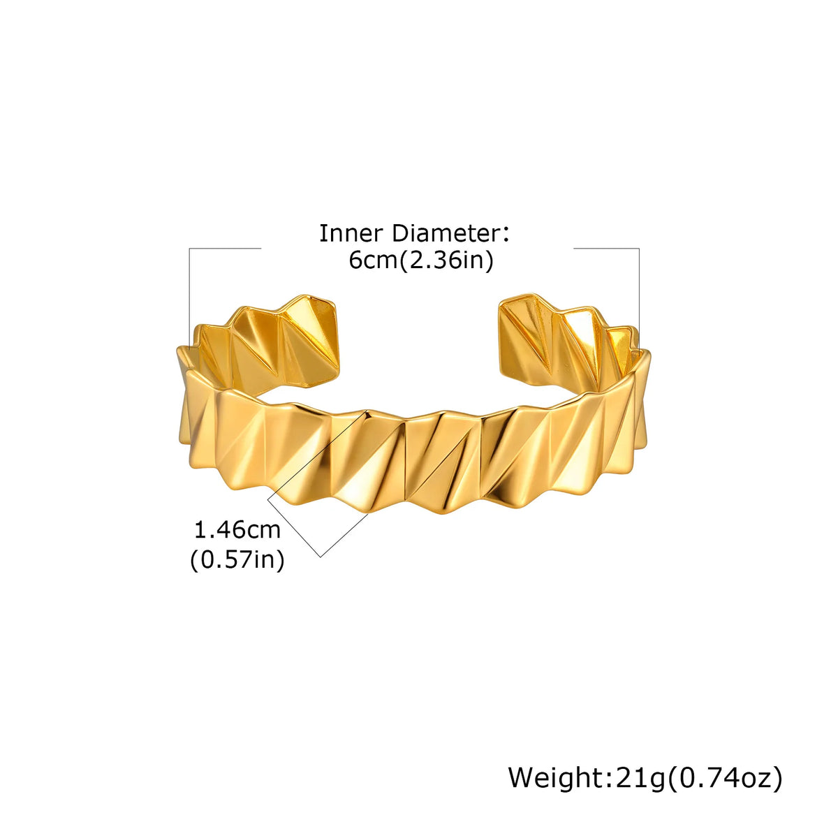 Wave Cuff Bangle – Gold Plated Stainless Steel Bracelet Women Cuff Bangle Bracelet SPOT B-744G