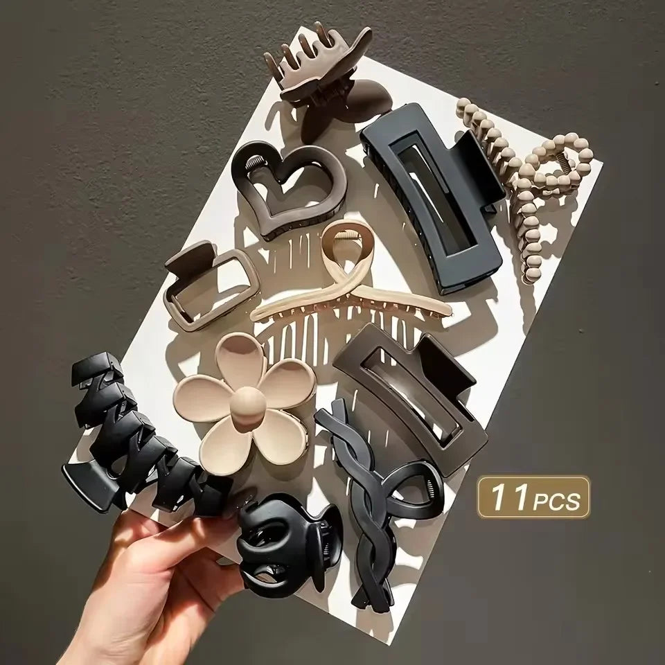 11-Piece Frosted Hair Clip Set – Shark & Butterfly Claw Clips Hair Clip Set SPOT