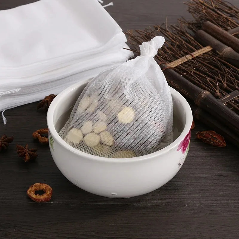 100-Pack Disposable Drawstring Tea Filter Bags – Food Grade Tea Filter Bags SPOT