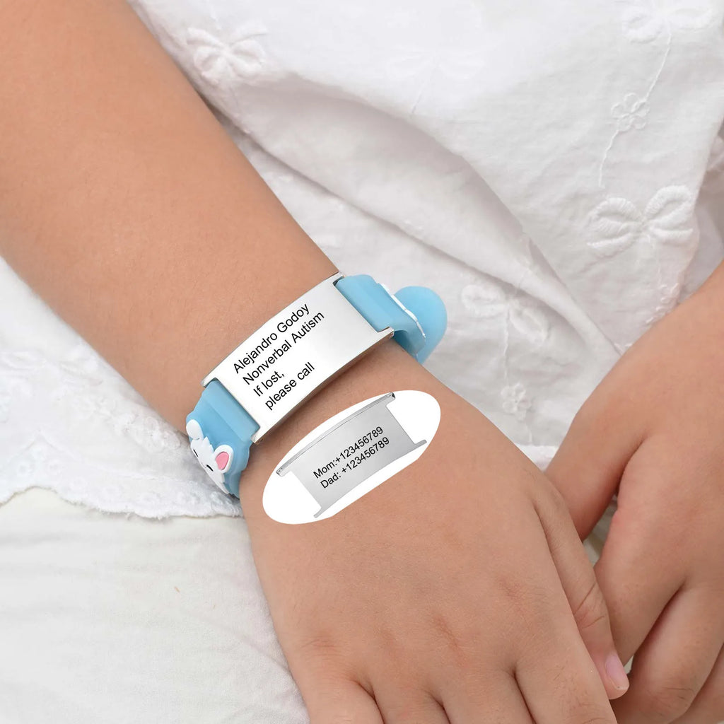 Custom Engraved Kids ID Bracelet – Personalized Medical Alert Engraved ID Bracelet SPOT