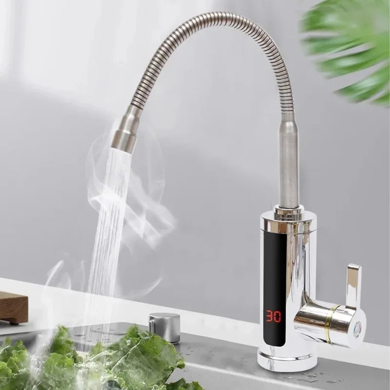 Instant Hot Water Electric Faucet 3KW 360° Rotation LCD Display Electric Kitchen Faucet SPOT