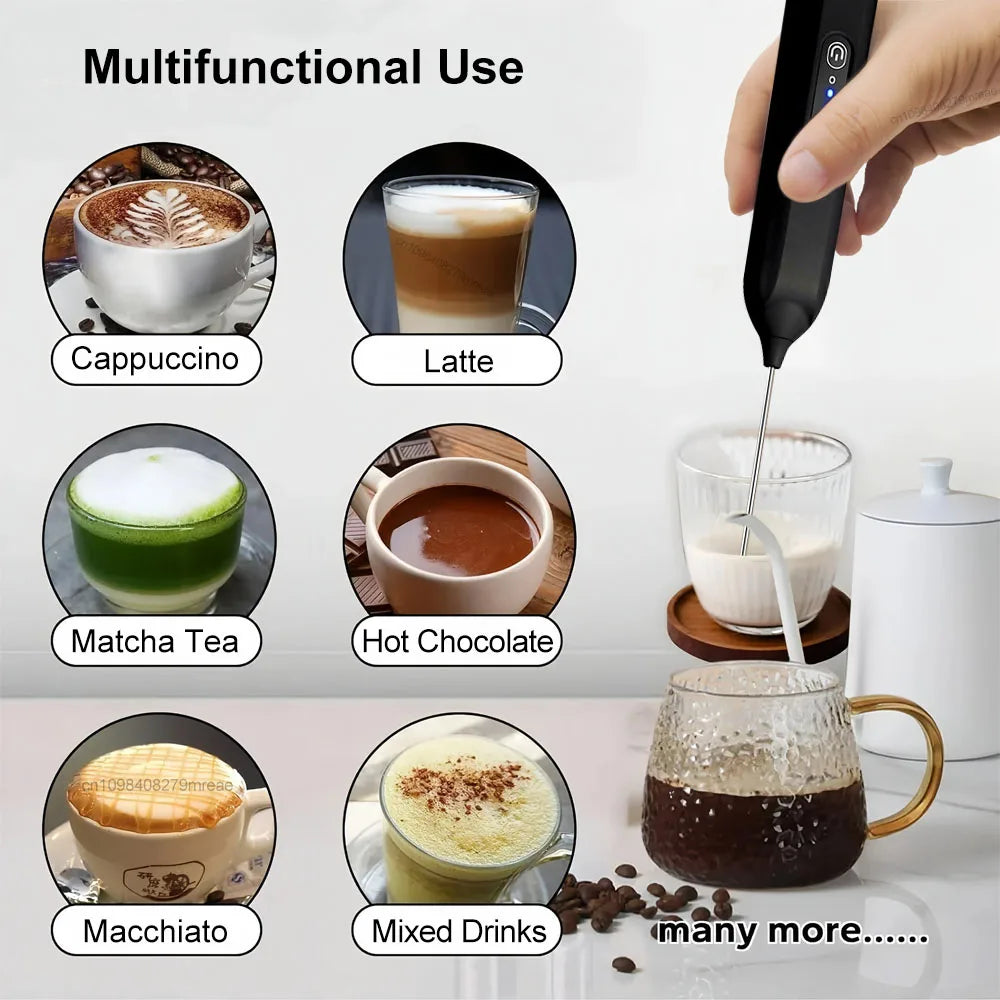 Rechargeable Handheld Milk Frother – 3-Speed Electric Whisk Milk Frother SPOT