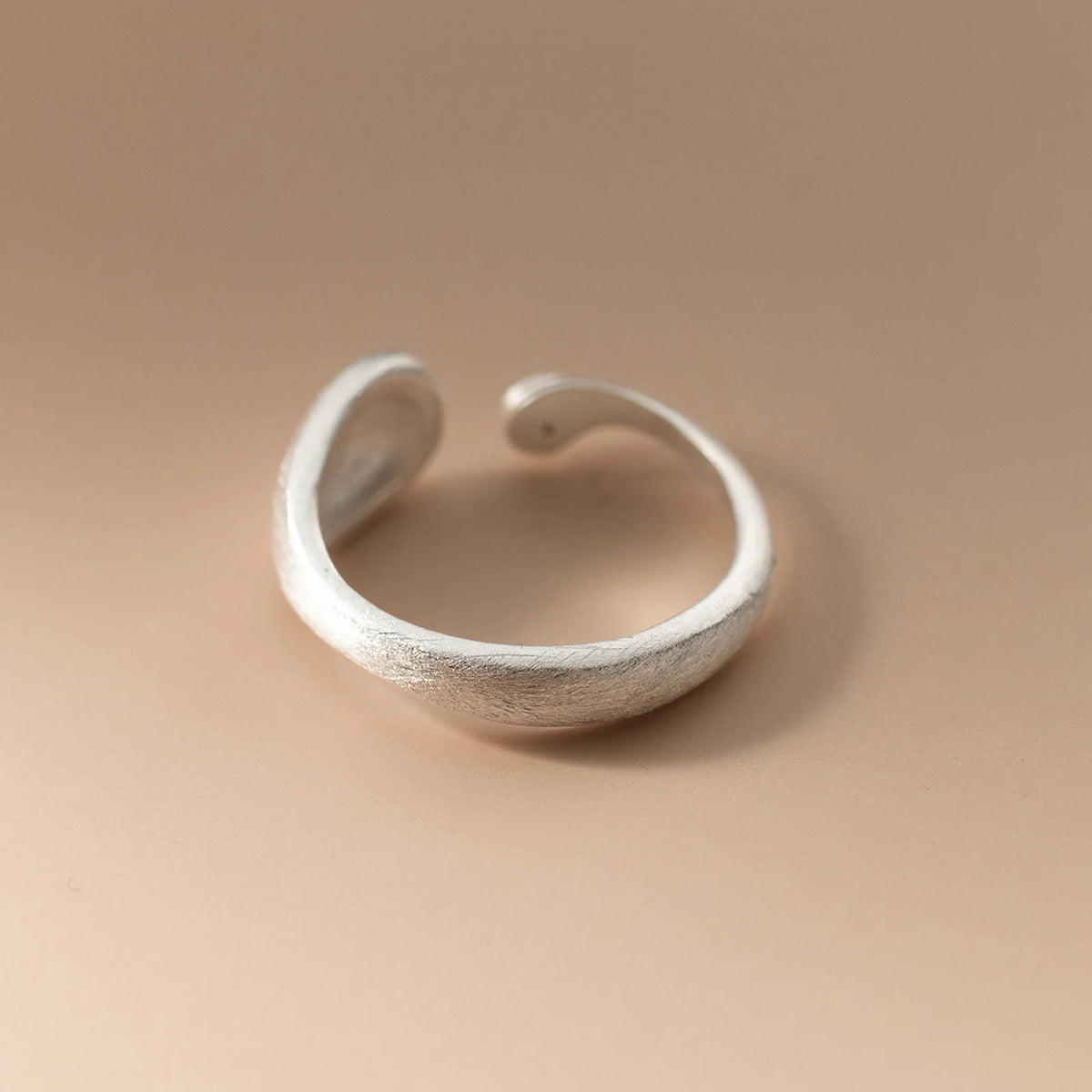 Silver Brushed Matte Open Ring – Adjustable Minimalist Ring Fashion Ring SPOT