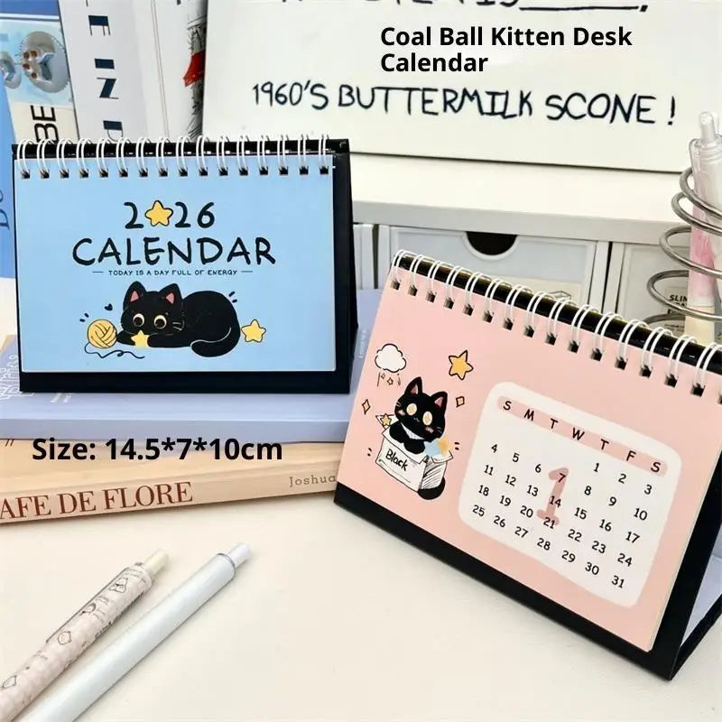 2026 Cute Cat Mini Desk Calendar – Portable Desktop Decor Mini Desk Calendar SPOT