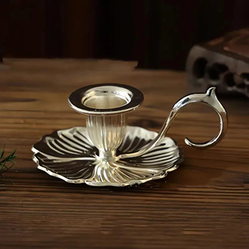 Vintage Metal Chamberstick Candle Holder with Handle & Drip Tray Candle Holder SPOT A2