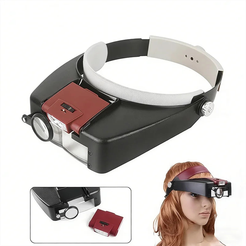 LED Head Magnifier 10X 3X Hands-Free Optivisor with Light Head Magnifier SPOT