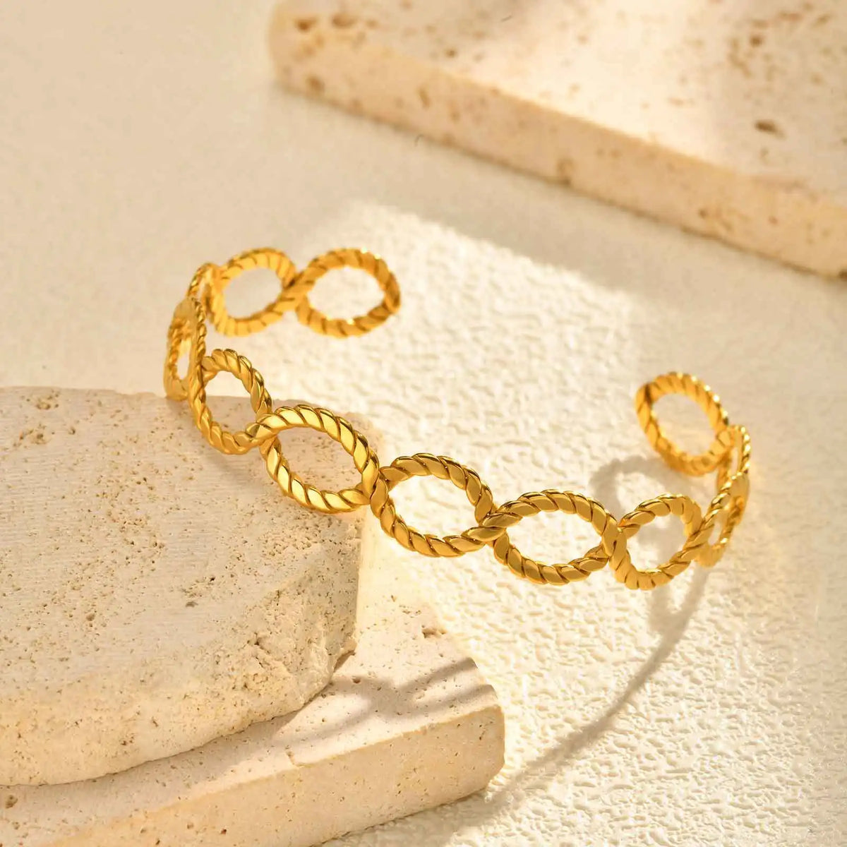 Twist Braided Gold Cuff Bracelet – Stainless Steel Bangle Cuff Bangle Bracelet SPOT Default Title