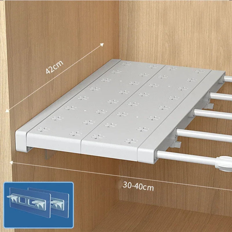 White Expandable Shelf Divider – Punch-Free Retractable Organizer Shelf Divider Organizer SPOT Length 30-40cm