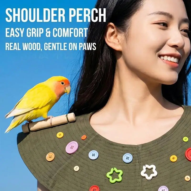 Parrot Shoulder Pad with Wood Perch – Bird Dropping Guard Bird Shoulder Perch SPOT