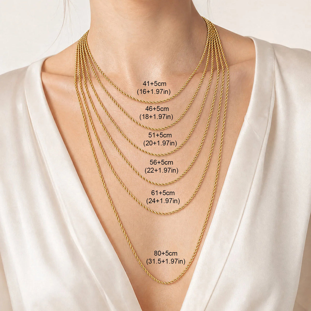 Gold Rope Chain Necklace – Tarnish-Free Stainless Steel Twisted Link Chain Necklace SPOT