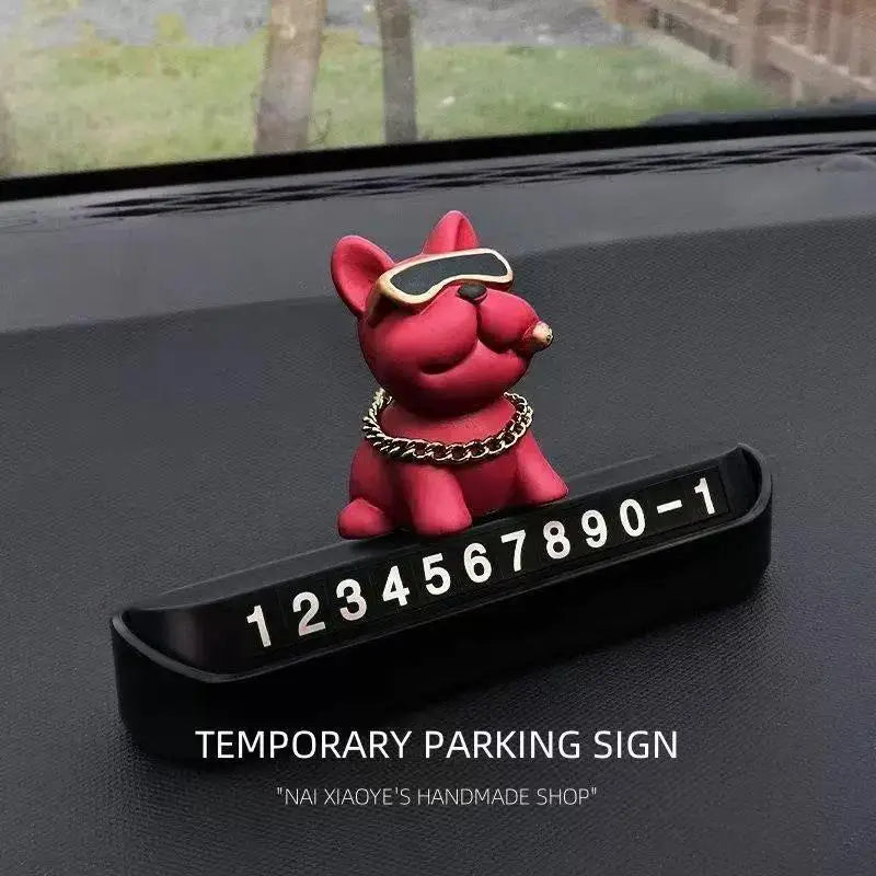 Bulldog Temporary Parking Card – Funny Car Dashboard Decor Car Dashboard Decor SPOT