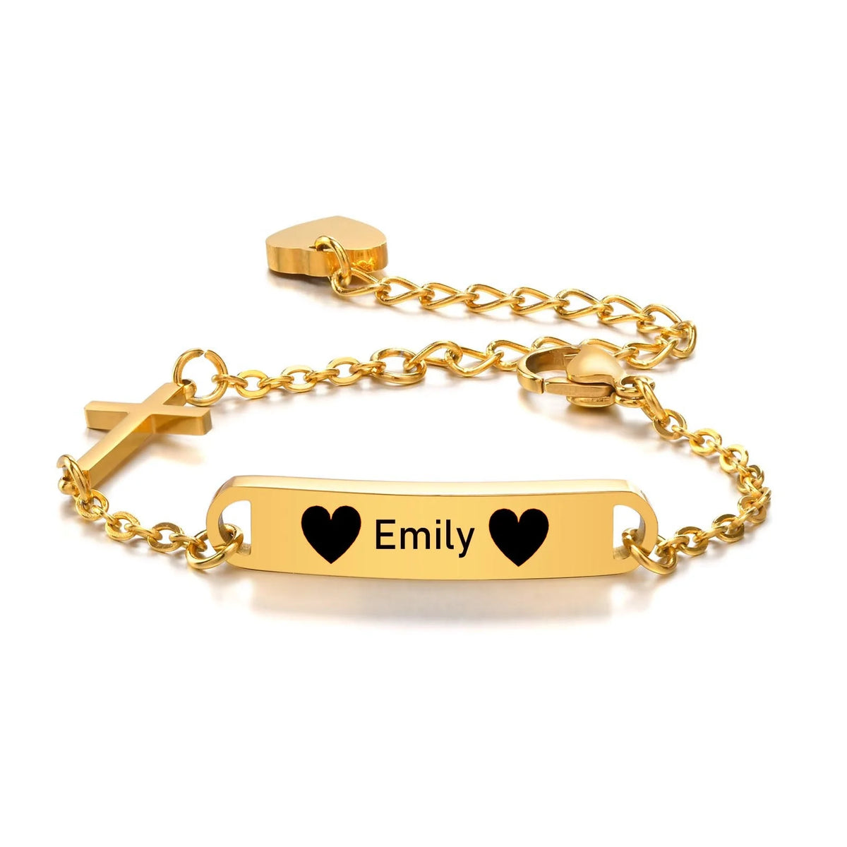 Personalized Kids ID Cross Bracelet – Custom Name, Gold/Silver ID Cross Bracelet SPOT