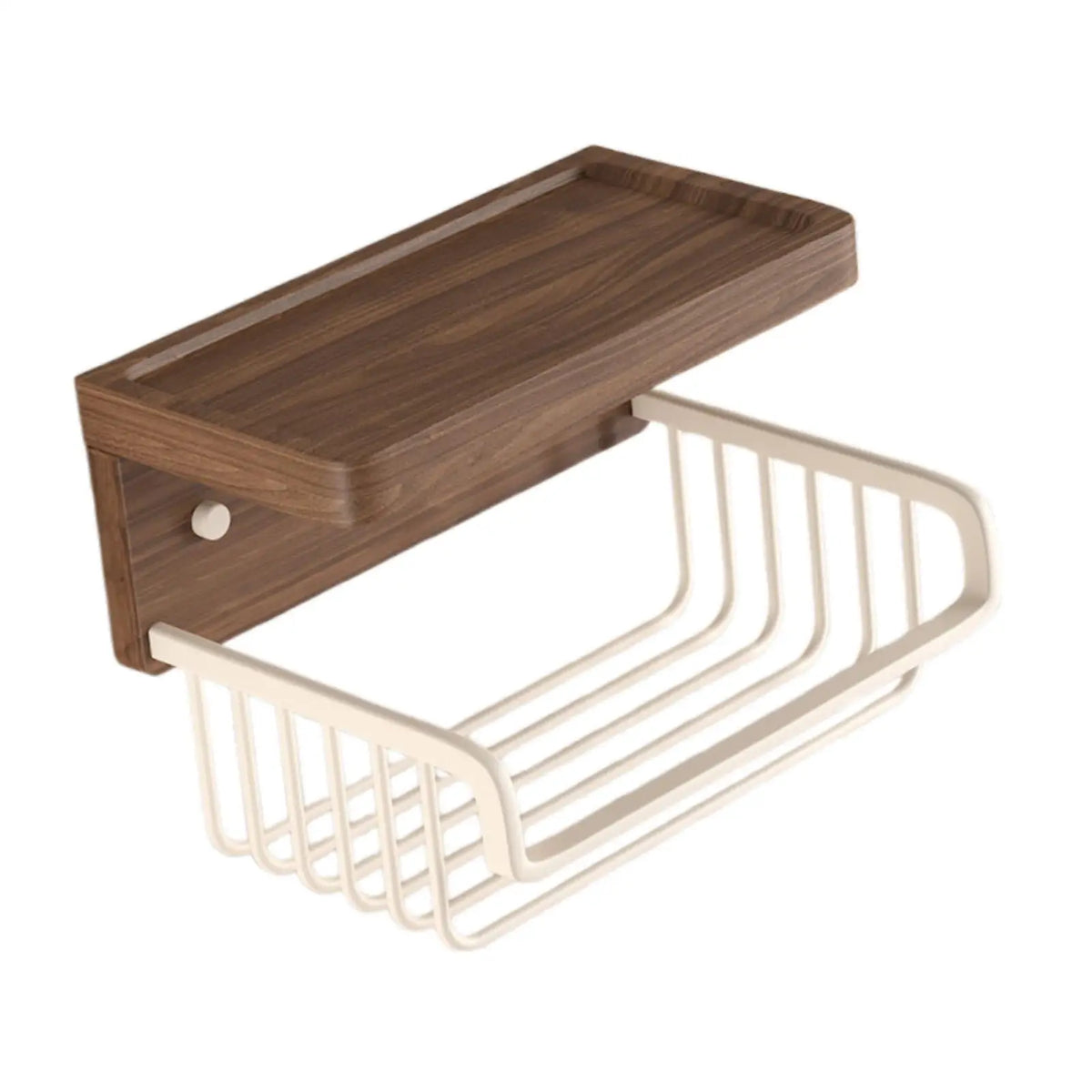 Wall-Mounted Toilet Paper Holder with Shelf & Basket Organizer Toilet Paper Holder SPOT Long Version Right