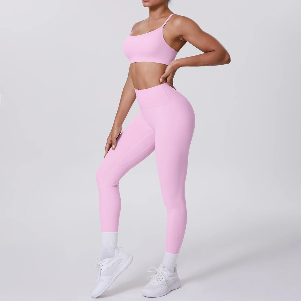 Women's Seamless Yoga Set – Sports Bra & High-Waist Leggings Women's Activewear Set SPOT Pink M