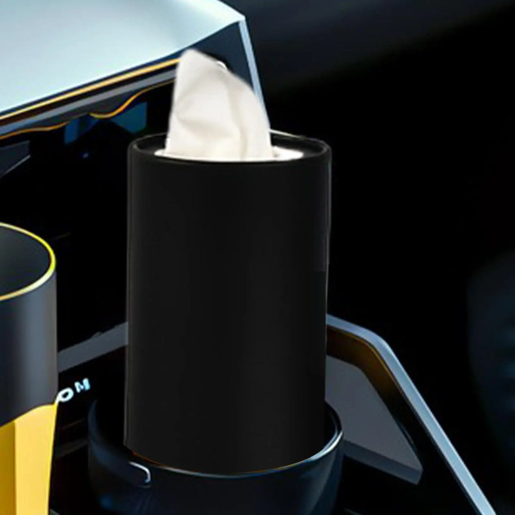 2-Pack Round Car Tissue Cylinder Holder – Wood Pulp Napkin Box Car Tissue Holder SPOT