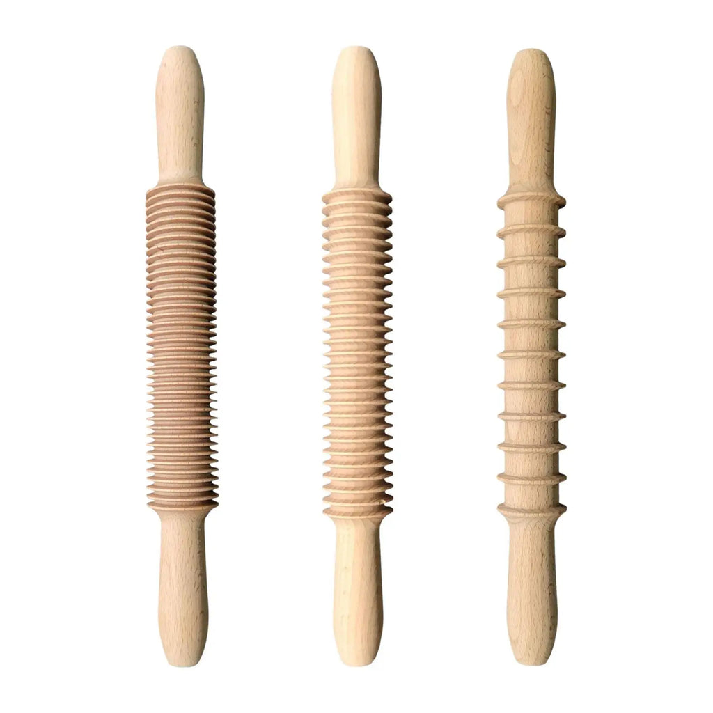 Wooden Threaded Rolling Pin – Pastry, Noodle & Dough Roller Wooden Rolling Pin SPOT