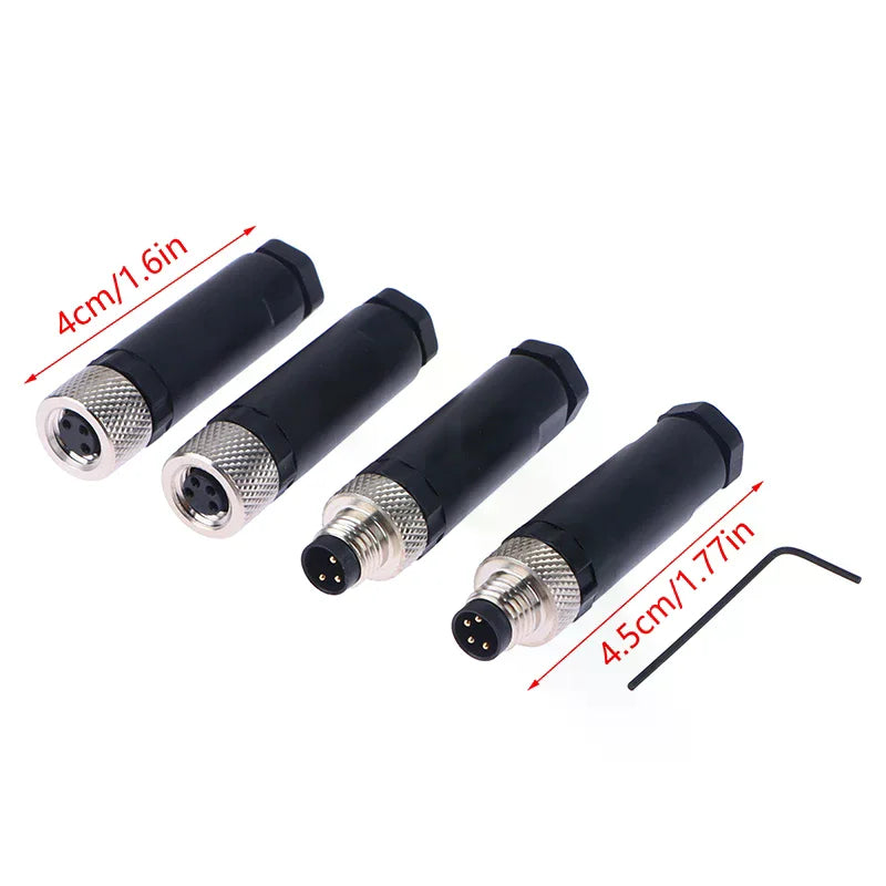 M8 Waterproof Sensor Connector Set – 3/4 Pin Male & Female Plugs Sensor Connector SPOT