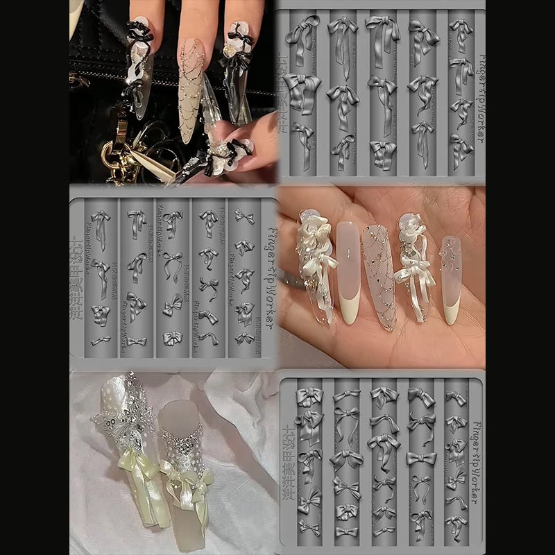3D Bowknot Silicone Nail Mold – DIY Ribbon Bow Manicure Art Nail Art Mold SPOT